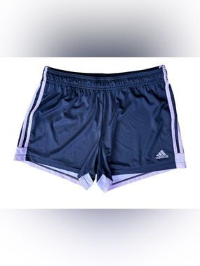 adidas Athletic Shorts Large Black Pink Stripes 100% Polyester Sports Activewear